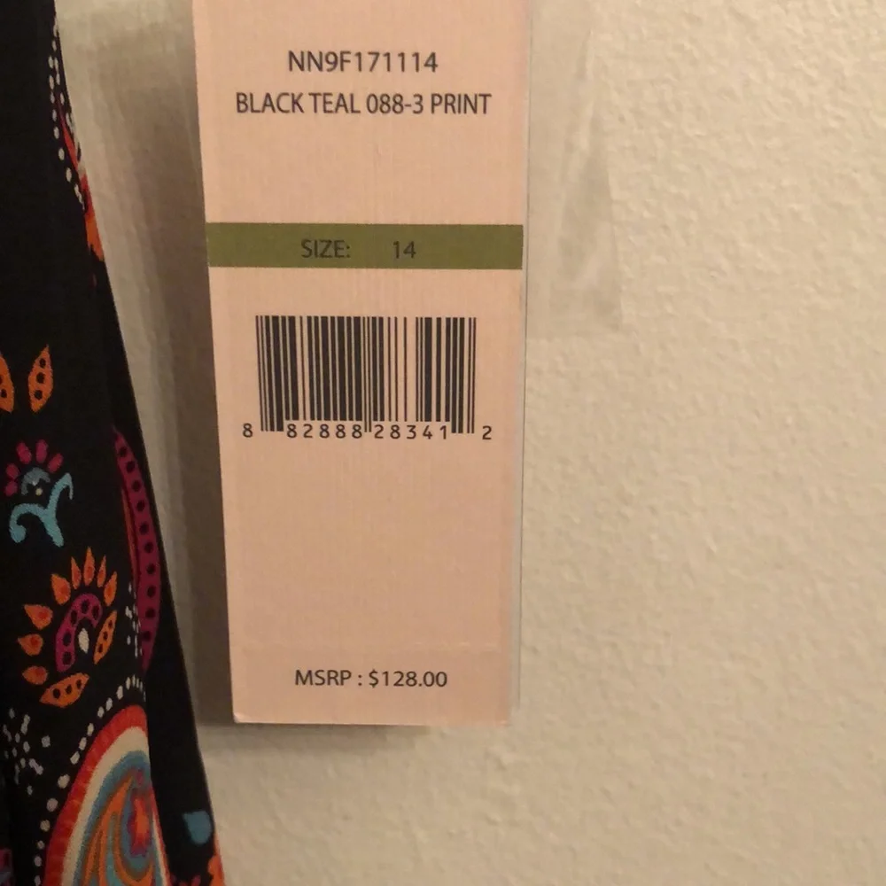 Nanette Lepore black teal print dress Size 14 - Picture 4 of 10